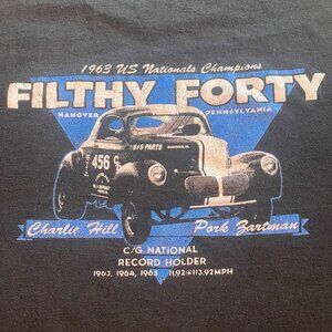 Filthy Forty Red Line Club Drag Racing T-shirt XXL Charlie Hill Pork Zartman